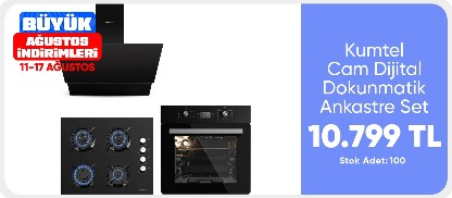 Kumtel Siyah Cam Dijital / Dokunmatik Ankastre Set - 8 Programlı (KO-40 TAHDF Ocak B66 - Sf2 Ddt Fırın DA6-835 Davlumbaz)
