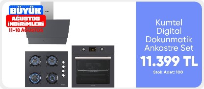 Kumtel Antrasit ( Gri ) Cam Digital / Dokunmatik Ankastre Set - 8 Prog