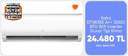 Kaira DTXR35E A++ 12000 BTU Wifi Inverter Duvar Tipi Klima (Montaj Dahil)