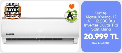 Kumtel Matsu Kmsac-12 A++ 12.000 Btu Inverter Duvar Tipi Split Klima