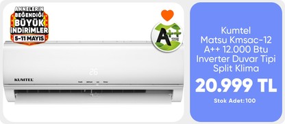 Kumtel Matsu Kmsac-12 A++ 12.000 Btu Inverter Duvar Tipi Split Klima