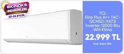 Tcl Elite Plus A++ TAC-12CHSD/XA73I Inverter 12000 Btu Wifi 4 Yöne Otomatik Üflemeli Duvar Tipi Klima