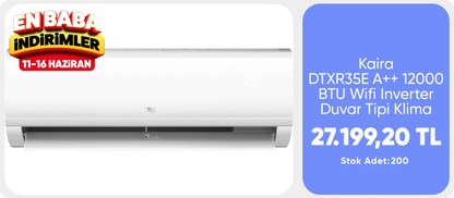 Kaira DTXR35E A++ 12000 BTU Wifi Inverter Duvar Tipi Klima (Montaj Dahil)