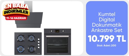 Kumtel Antrasit ( Gri ) Cam Digital / Dokunmatik Ankastre Set - 8 Prog