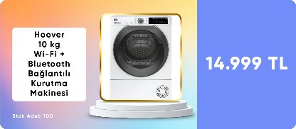 Hoover NDEH 10A2TSBE-17 10 kg Wi-Fi + Bluetooth Bağlantılı Isı Pompalı Kurutma Makinesi