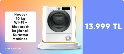 Hoover NDEH 10A2TSBE-17 10 kg Wi-Fi + Bluetooth Bağlantılı Isı Pompalı Kurutma Makinesi