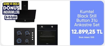 Kumtel Black Still Button 3'lü Ankastre Set