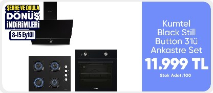 Kumtel Black Still Button 3'lü Ankastre Set
