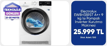 Electrolux EW8H359ST A++ 9 kg Isı Pompalı Inverter Kurutma Makinesi