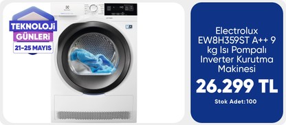 Electrolux EW8H359ST A++ 9 kg Isı Pompalı Inverter Kurutma Makinesi