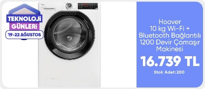 Hoover H3WPS2106TAB6-17 10 kg 1200 Devir Wi-Fi + Bluetooth Bağlantılı Çamaşır Makinesi