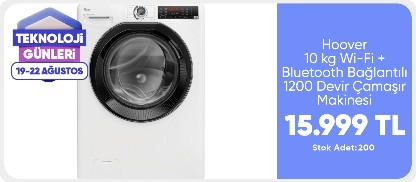 Hoover H3WPS2106TAB6-17 10 kg 1200 Devir Wi-Fi + Bluetooth Bağlantılı Çamaşır Makinesi