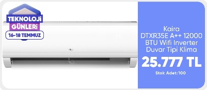 Kaira DTXR35E A++ 12000 BTU Wifi Inverter Duvar Tipi Klima (Montaj Dahil)
