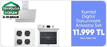 Kumtel Beyaz Cam Digital / Dokunmatik Ankastre Set - 8 Programlı 