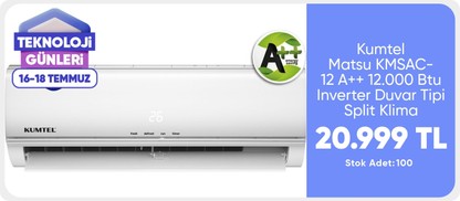 Kumtel Matsu Kmsac-12 A++ 12.000 Btu Inverter Duvar Tipi Split Klima
