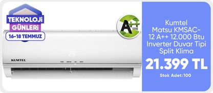 Kumtel Matsu Kmsac-12 A++ 12.000 Btu Inverter Duvar Tipi Split Klima