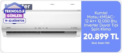 Kumtel Matsu Kmsac-12 A++ 12.000 Btu Inverter Duvar Tipi Split Klima