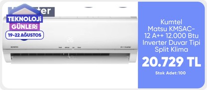 Kumtel Matsu Kmsac-12 A++ 12.000 Btu Inverter Duvar Tipi Split Klima