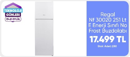 Regal Nf 30020 251 Lt E Enerji Sınıfı No Frost Buzdolabı