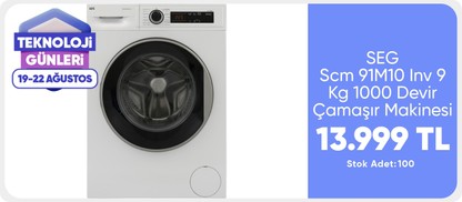 SEG Scm 91M10 Inv 9 Kg 1000 Devir Çamaşır Makinesi