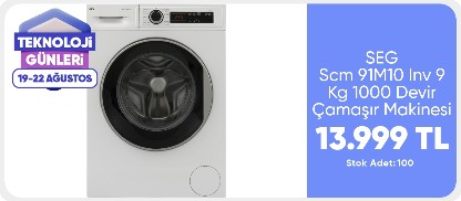 SEG Scm 91M10 Inv 9 Kg 1000 Devir Çamaşır Makinesi