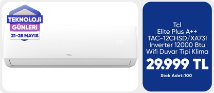Tcl Elite Plus A++ TAC-12CHSD/XA73I Inverter 12000 Btu Wifi 4 Yöne Otomatik Üflemeli Duvar Tipi Klima