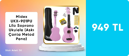 Midex UKX-901PU Lila Soprano Ukulele (Askı Çanta Metod Pena)