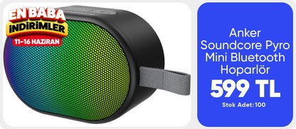 Anker Soundcore Pyro Mini Bluetooth Hoparlör - Çoklu Işık Efektleri - 6W'lık Güçlü Ses - 10 Saat Çalma Süresi - Siyah - A31A0