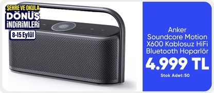 Anker Soundcore Motion X600 Kablosuz HiFi Bluetooth Hoparlör - 50W Stereo Ses - Kutup Grisi - A3130 (Anker Türkiye Garantili)