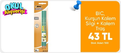 Bic Kurşun Kalem + Silgi + Kalem Traş