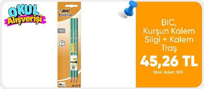 Bic Kurşun Kalem + Silgi + Kalem Traş