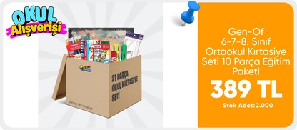 Gen-Of 6-7-8. Sınıf Ortaokul Kırtasiye Seti – 10 Parça Eğitim Paketi
