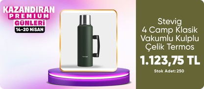 Stevig 4 Camp Klasik Vakumlu Kulplu Çelik Termos 1.5 Lt