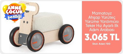 Mamatoyz Ahşap Yürüteç Yürüme Yardımcısı Teker Hız Ayarlı Ilk Adım Arabası - Driveme Soft inek - Bin Sür - Oyuncak Deposu 