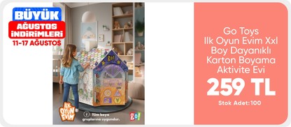 Go Toys Ilk Oyun Evim Xxl Boy Dayanıklı Karton Boyama Aktivite Evi
