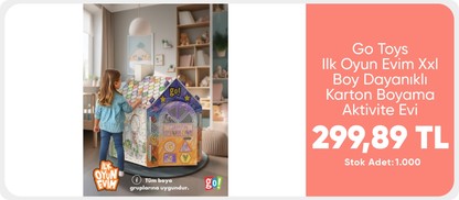 Go Toys Ilk Oyun Evim Xxl Boy Dayanıklı Karton Boyama Aktivite Evi 299.90TL