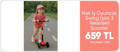 Hak İş Oyuncak Swing Işıklı 3 Tekerlekli Scooter 659 TL