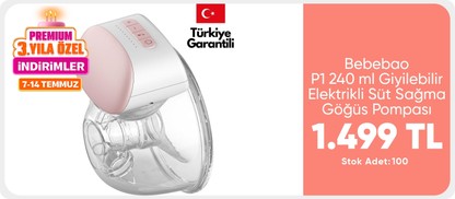 Bebebao P1 240 ml Giyilebilir Elektrikli Süt Sağma Göğüs Pompası (Türkiye Garantili)  