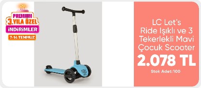Let's Be Child LC Let's Ride Işıklı ve 3 Tekerlekli Mavi Çocuk Scooter