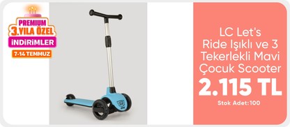 Let's Be Child LC Let's Ride Işıklı ve 3 Tekerlekli Mavi Çocuk Scooter