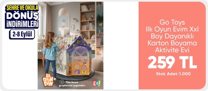 Go Toys Ilk Oyun Evim Xxl Boy Dayanıklı Karton Boyama Aktivite Evi 