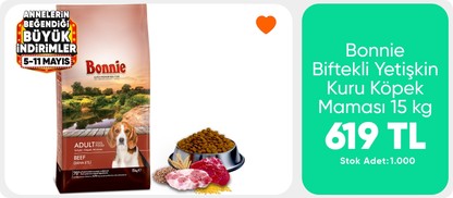Bonnie Biftekli Yetişkin Kuru Köpek Maması 15 kg 599 TL