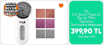 Yui Cx1 Şarjlı (Type C) Tüy ve Tiftik Toplama Temizleme Makinesi 399 TL