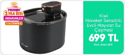Kiwi Hareket Sensörlü Evcil Hayvan Su Çeşmesi (Kedi/Köpek) Siyah 3 LT 699 TL