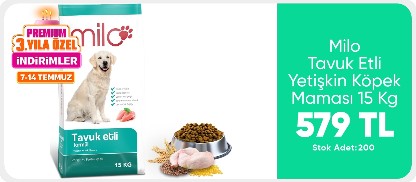 Milo Tavuk Etli Yetişkin Köpek Maması 15 Kg 579 TL