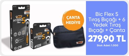  Bic Flex 5 Tıraş Bıçağı + 6 Yedek Tıraş Bıçağı + Çanta 279,90 TL