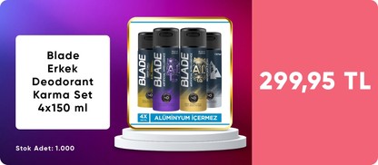Blade Erkek Deodorant Karma Set 4x150 ml 349,95 TL