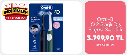 Oral-B iO 2 Şarjlı Diş Fırçası Seti 2'li – Gece Siyahı / Yeşil 