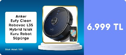 Anker Eufy Clean Robovac L35 Hybrid Islak Kuru Robot Süpürge - Sert Zemin ve Halıya Uygun - iPath Laser Navigasyon - 3200Pa - T2194 (Anker Türkiye Garantili)