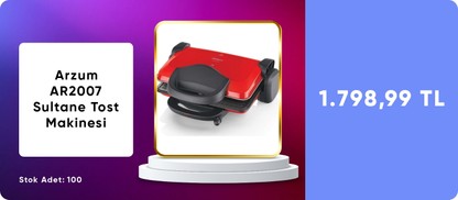Arzum AR2007 Sultane Tost Makinesi - Kırmızı / 1800 Watt
